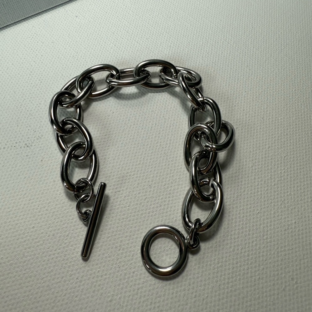 Chunky Silver Bold Toggle Bracelets Stainless Steel - Picture 5 of 5